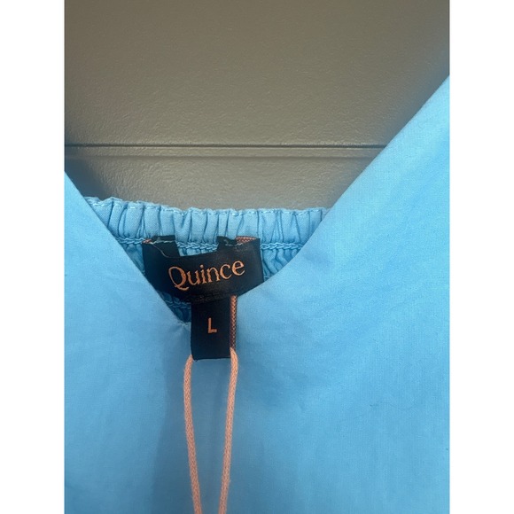 Quince Blue Cotton‎ Smocked Waist Midi Dress Women's Size L - Picture 4 of 7